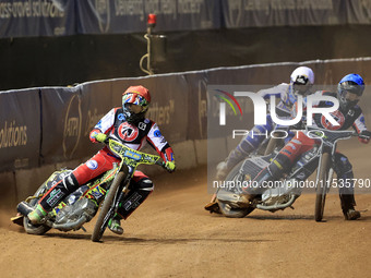 William Cairns (Reserve) of Belle Vue 'Cool Running' Colts leads Matt Marson of Belle Vue 'Cool Running' Colts during the WSRA National Deve...