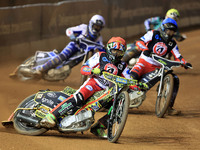 William Cairns (Reserve) of Belle Vue 'Cool Running' Colts leads Matt Marson of Belle Vue 'Cool Running' Colts and Sam McGurk of Edinburgh M...