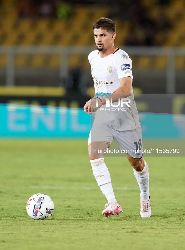 Razvan Marin of Cagliari Calcio is in action during the Serie A match between Lecce and Cagliari in Lecce, Italy, on August 31, 2024. 