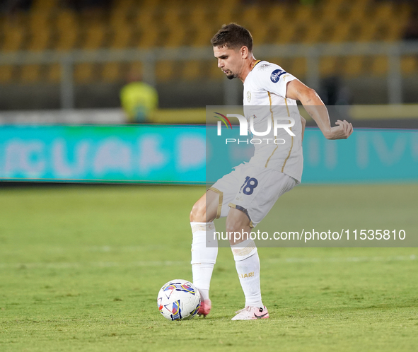 Razvan Marin of Cagliari Calcio is in action during the Serie A match between Lecce and Cagliari in Lecce, Italy, on August 31, 2024. 