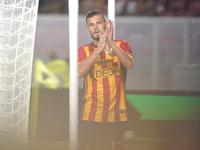 Frederic Gilbert of US Lecce gestures during the Serie A match between Lecce and Cagliari in Lecce, Italy, on August 31, 2024. (