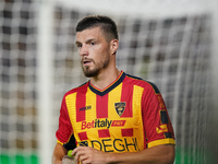 Frederic Gilbert of US Lecce gestures during the Serie A match between Lecce and Cagliari in Lecce, Italy, on August 31, 2024. (