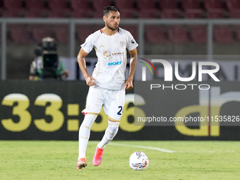 Jose Luis Palomino of Cagliari Calcio is in action during the Serie A match between Lecce and Cagliari in Lecce, Italy, on August 31, 2024....