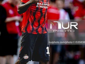 PSV player Johan Bakayoko plays during the match between PSV and Go Ahead Eagles at the Philips Stadium for the Dutch Eredivisie 4th round s...