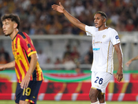 Yerry Mina of Cagliari Calcio is in action during the Serie A match between Lecce and Cagliari in Lecce, Italy, on August 31, 2024. (