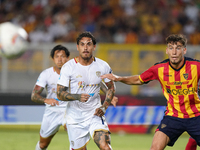 Nicolas Viola of Cagliari Calcio is in action during the Serie A match between Lecce and Cagliari in Lecce, Italy, on August 31, 2024. (