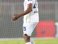 Yerry Mina of Cagliari Calcio is in action during the Serie A match between Lecce and Cagliari in Lecce, Italy, on August 31, 2024. (