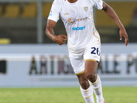 Yerry Mina of Cagliari Calcio is in action during the Serie A match between Lecce and Cagliari in Lecce, Italy, on August 31, 2024. (