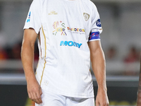 Leonardo Pavoletti of Cagliari Calcio is in action during the Serie A match between Lecce and Cagliari in Lecce, Italy, on August 31, 2024....