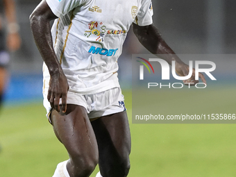 Zito Luvumbo of Cagliari Calcio is in action during the Serie A match between Lecce and Cagliari in Lecce, Italy, on August 31, 2024. (