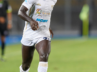 Antoine Makoumbou of Cagliari Calcio is in action during the Serie A match between Lecce and Cagliari in Lecce, Italy, on August 31, 2024. (