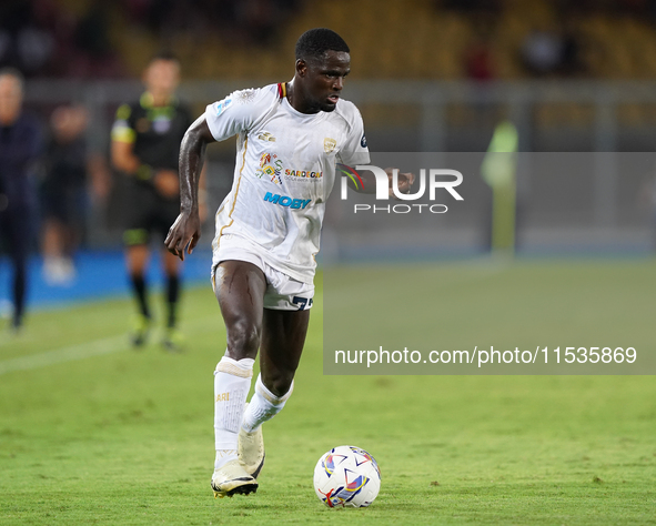 Zito Luvumbo of Cagliari Calcio is in action during the Serie A match between Lecce and Cagliari in Lecce, Italy, on August 31, 2024. 