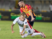 Mattia Felici of Cagliari Calcio is in action during the Serie A match between Lecce and Cagliari in Lecce, Italy, on August 31, 2024. (