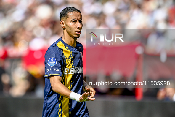 FC Twente's Anass Salah-Eddine plays during the match between Utrecht and Twente at Stadium Galgenwaard for the Dutch Eredivisie 4th round s...