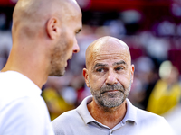 PSV trainer Peter Bosz and Go Ahead Eagles trainer Paul Simonis during the match between PSV and Go Ahead Eagles at the Philips Stadium for...