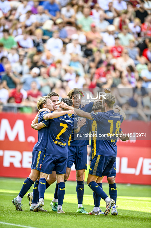 During the match Utrecht - Twente at the Stadium Galgenwaard for the Dutch Eredivisie 4th round season 2024-2025 in Utrecht, Netherlands, on...