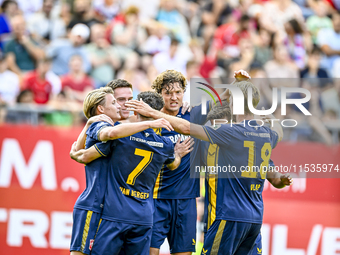 During the match Utrecht - Twente at the Stadium Galgenwaard for the Dutch Eredivisie 4th round season 2024-2025 in Utrecht, Netherlands, on...