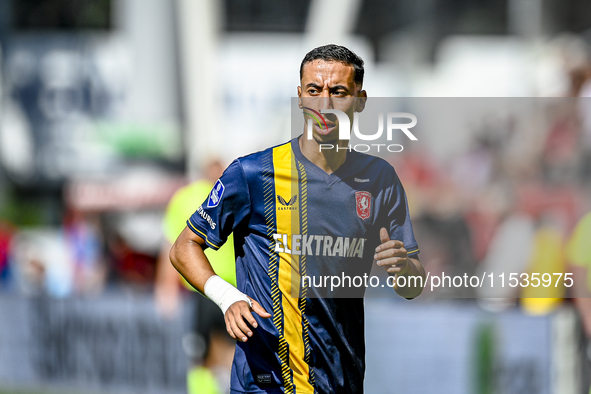 FC Twente's Anass Salah-Eddine plays during the match between Utrecht and Twente at Stadium Galgenwaard for the Dutch Eredivisie 4th round s...