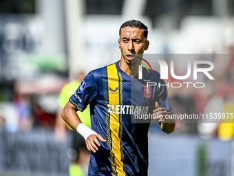 FC Twente's Anass Salah-Eddine plays during the match between Utrecht and Twente at Stadium Galgenwaard for the Dutch Eredivisie 4th round s...