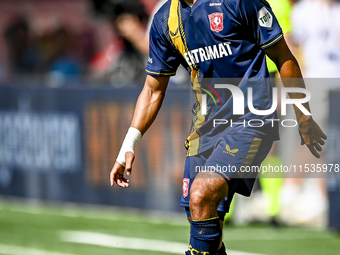 FC Twente's Anass Salah-Eddine plays during the match between Utrecht and Twente at Stadium Galgenwaard for the Dutch Eredivisie 4th round s...