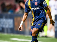 FC Twente's Anass Salah-Eddine plays during the match between Utrecht and Twente at Stadium Galgenwaard for the Dutch Eredivisie 4th round s...