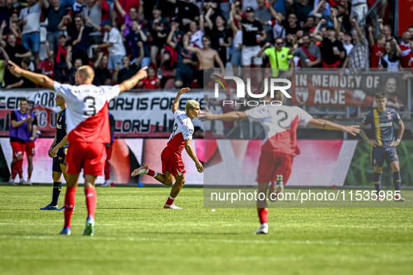 FC Utrecht player Can Bozdogan celebrates the 2-1 goal during the match between Utrecht and Twente at Stadium Galgenwaard for the Dutch Ered...