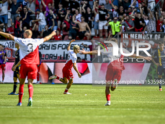 FC Utrecht player Can Bozdogan celebrates the 2-1 goal during the match between Utrecht and Twente at Stadium Galgenwaard for the Dutch Ered...