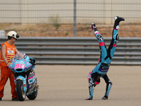 Jake Dixon (96) of Great Brof Italy and in and Cfmoto Inde Aspar Team Kalex celebrates victory after ooothe race day of the Gran Premio GoPr...