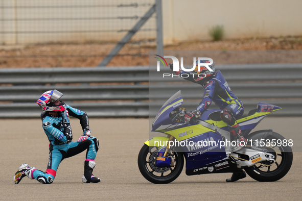 Jake Dixon (96) of Great Brof Italy and in and Cfmoto Inde Aspar Team Kalex celebrates victory after ooothe race day of the Gran Premio GoPr...