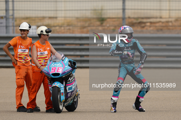 Jake Dixon (96) of Great Brof Italy and in and Cfmoto Inde Aspar Team Kalex celebrates victory after ooothe race day of the Gran Premio GoPr...