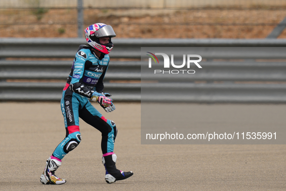 Jake Dixon (96) of Great Brof Italy and in and Cfmoto Inde Aspar Team Kalex celebrates victory after ooothe race day of the Gran Premio GoPr...