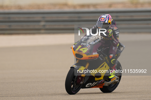 Tony Arbolino (14) of Italy and Elf Marc Vds Racing Team Kalex during the race day of the Gran Premio GoPro de Aragon at Motorland Aragon Ci...