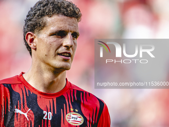 PSV player Guus Til during the match PSV vs. Go Ahead Eagles at the Philips Stadium for the Dutch Eredivisie 4th round season 2024-2025 in E...