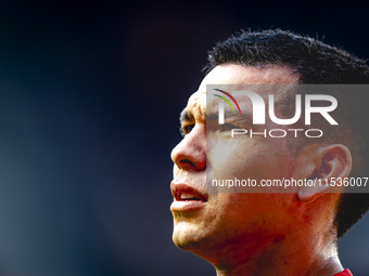 PSV player Hirving Lozano plays during the match PSV vs. Go Ahead Eagles at the Philips Stadium for the Dutch Eredivisie 4th round season 20...