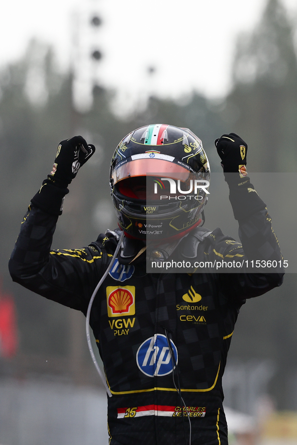 Charles Leclerc of Ferrari after the Formula 1 Italian Grand Prix at Autodromo Nazionale di Monza in Monza, Italy on September 1, 2024. 