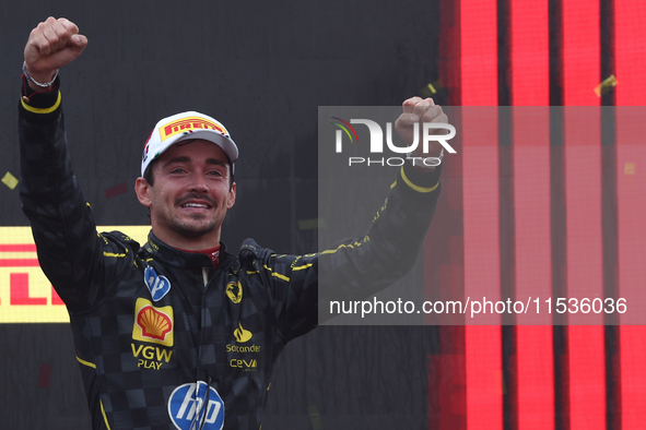 Charles Leclerc of Ferrari after the Formula 1 Italian Grand Prix at Autodromo Nazionale di Monza in Monza, Italy on September 1, 2024. 