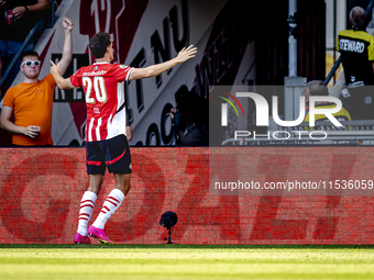 PSV player Guus Til celebrates the goal during the match between PSV and Go Ahead Eagles at the Philips Stadium for the Dutch Eredivisie 4th...