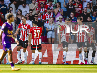 PSV player Guus Til celebrates the goal during the match between PSV and Go Ahead Eagles at the Philips Stadium for the Dutch Eredivisie 4th...