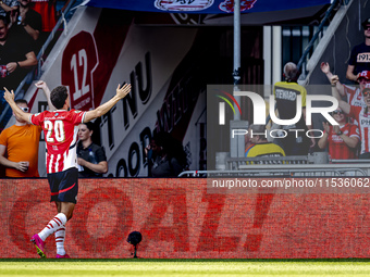 PSV player Guus Til celebrates the goal during the match between PSV and Go Ahead Eagles at the Philips Stadium for the Dutch Eredivisie 4th...