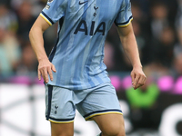 Tottenham Hotspur's Radu Dragusin during the Premier League match between Newcastle United and Tottenham Hotspur at St. James's Park in Newc...