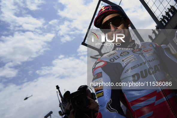 Marc Marquez (93) of Spain and Gresini Racing Moto GP Ducati during the race day of the Gran Premio GoPro de Aragon at Motorland Aragon Circ...