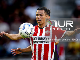 PSV player Hirving Lozano plays during the match PSV vs. Go Ahead Eagles at the Philips Stadium for the Dutch Eredivisie 4th round season 20...