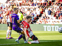 Go Ahead Eagles player Mithis Suray and PSV player Matteo Dams during the match PSV vs. Go Ahead Eagles at the Philips Stadium for the Dutch...