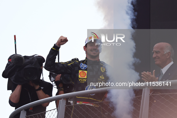 Charles Leclerc of Ferrari after the Formula 1 Italian Grand Prix at Autodromo Nazionale di Monza in Monza, Italy on September 1, 2024. 