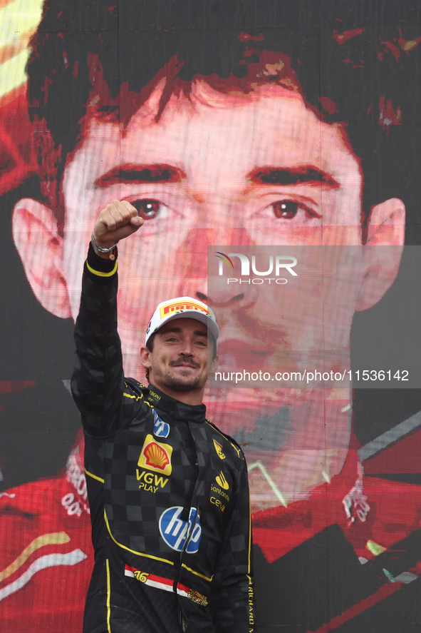 Charles Leclerc of Ferrari after the Formula 1 Italian Grand Prix at Autodromo Nazionale di Monza in Monza, Italy on September 1, 2024. 