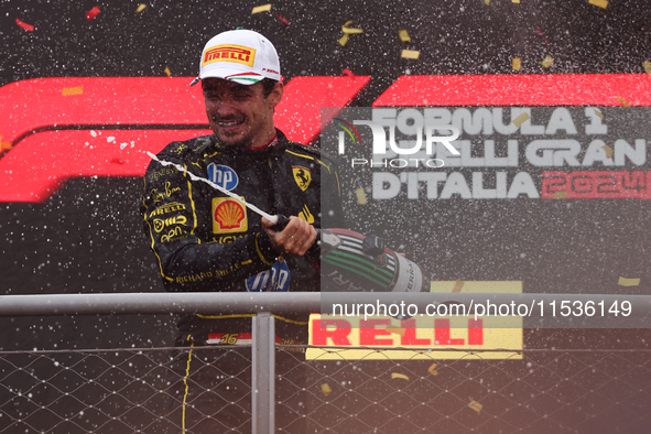 Charles Leclerc of Ferrari after the Formula 1 Italian Grand Prix at Autodromo Nazionale di Monza in Monza, Italy on September 1, 2024. 