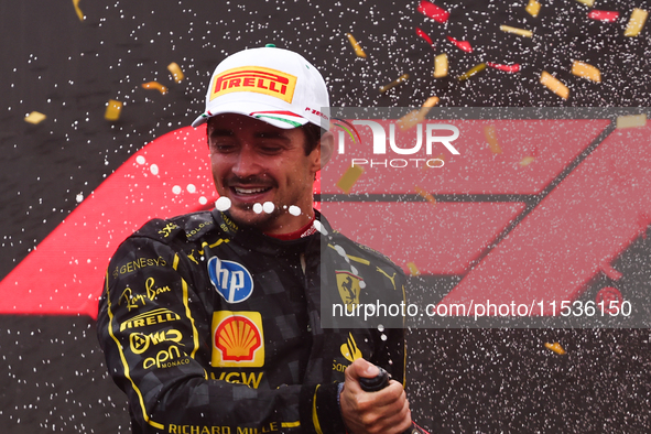 Charles Leclerc of Ferrari after the Formula 1 Italian Grand Prix at Autodromo Nazionale di Monza in Monza, Italy on September 1, 2024. 