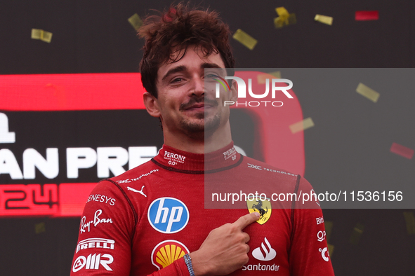 Charles Leclerc of Ferrari after the Formula 1 Italian Grand Prix at Autodromo Nazionale di Monza in Monza, Italy on September 1, 2024. 