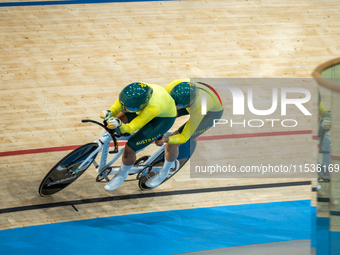 Gallagher Jessica (B) with the pilot Ward Caitlin of Australia competes in the Para Cycling Track - Women's B 3000m Individual Pursuit at th...