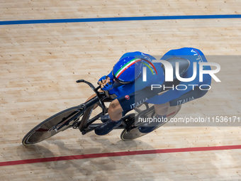 Bernard Lorenzo with pilot Plebani Davide of Italy in action during the Para Cycling Track - Men's B 1000m Time Trial at the National Velodr...